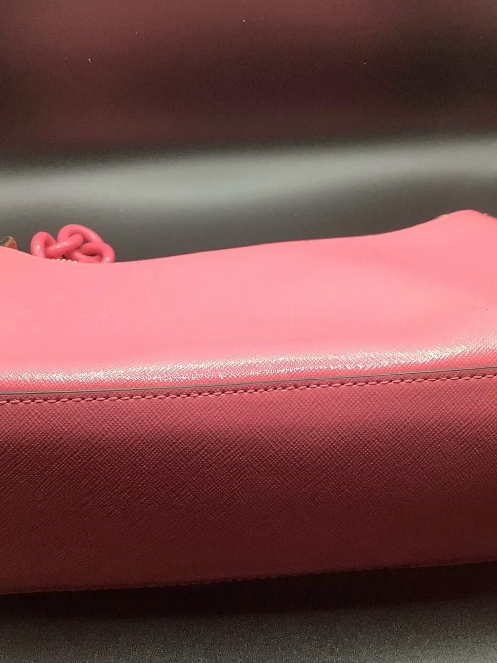 kate spade Hot Pink Logo Slide Sandals Size7.5 With Matching Chain-Shoulder Bag